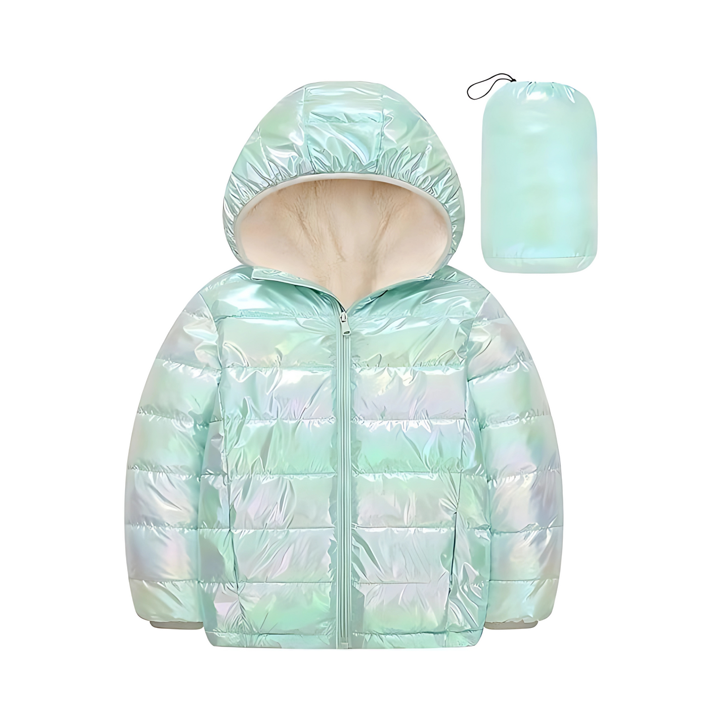 Zolfinx Premium 4-12 Years Girls Metallic Shine Hooded Puffer Jacket