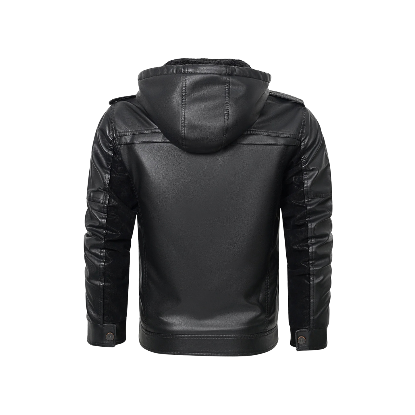 Zolfinx Men's Leather Jackets Winter Fleece Thick Hooded Motorcycle Jacket