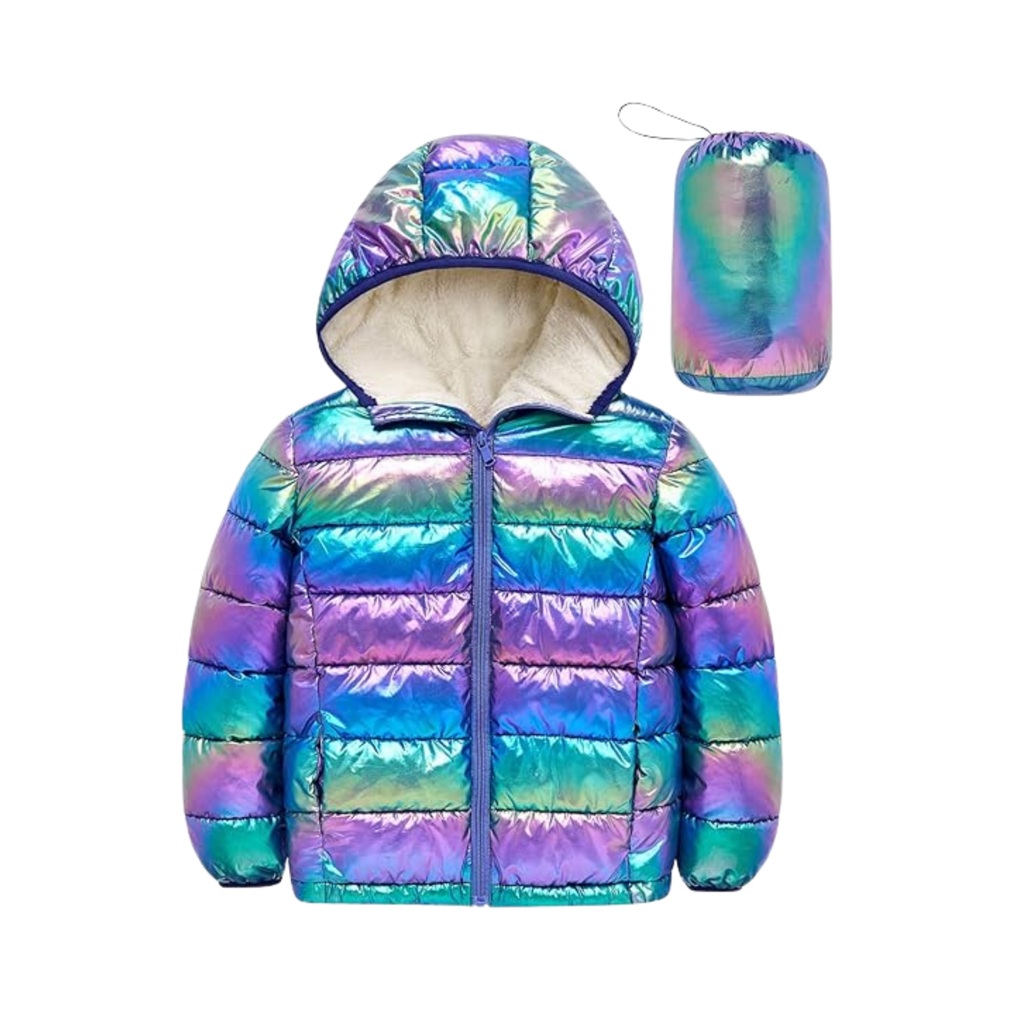 Zolfinx Premium 4-12 Years Girls Metallic Shine Hooded Puffer Jacket