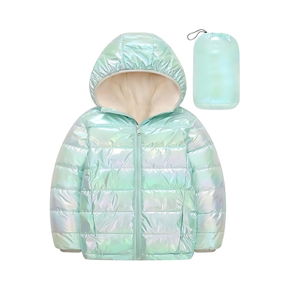 Zolfinx Premium 4-12 Years Girls Metallic Shine Hooded Puffer Jacket
