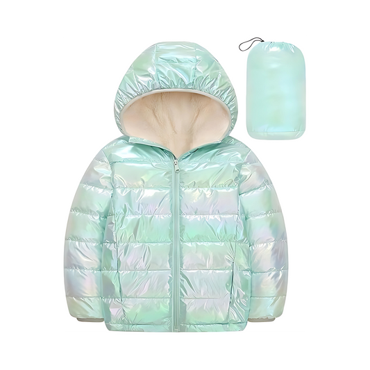 Zolfinx Premium 4-12 Years Girls Metallic Shine Hooded Puffer Jacket