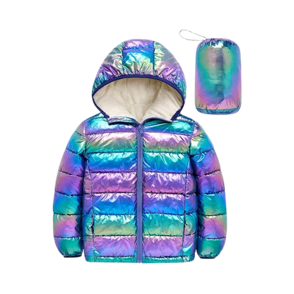 Zolfinx Premium 4-12 Years Girls Metallic Shine Hooded Puffer Jacket