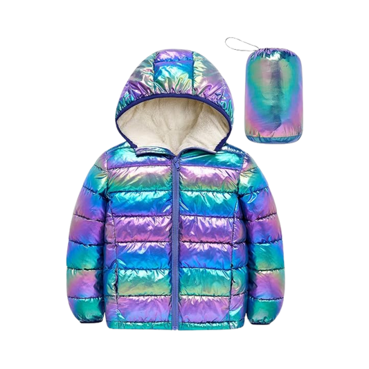 Zolfinx Premium 4-12 Years Girls Metallic Shine Hooded Puffer Jacket